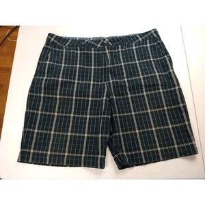Quicksilver Chino Shorts Men W38 L9.5 R13 Black‎ Plaid Cotton Preppy Classic